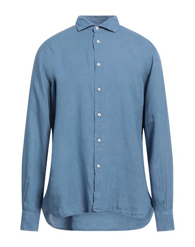 Fedeli Man Shirt Light Blue Size 15 Linen