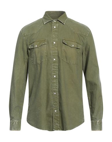 Dondup Man Denim Shirt Sage Green Size M Cotton