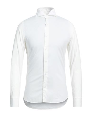 Fedeli Man Shirt White Size 15 Cotton, Elastane