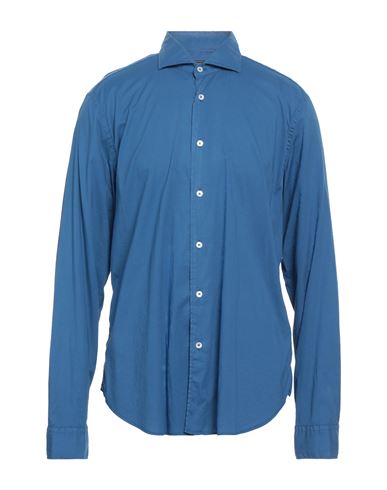 Fedeli Man Shirt Blue Size 17 ¾ Cotton, Elastane