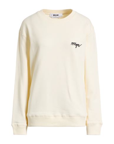 Msgm Woman Sweatshirt Cream Size L Cotton In Neutral
