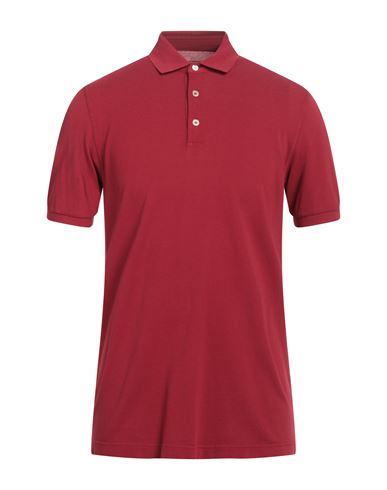 Shop Fedeli Man Polo Shirt Burgundy Size 50 Cotton In Red