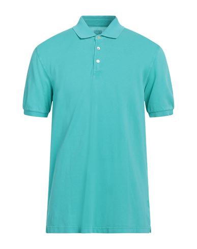 Fedeli Man Polo Shirt Turquoise Size 48 Cotton In Blue