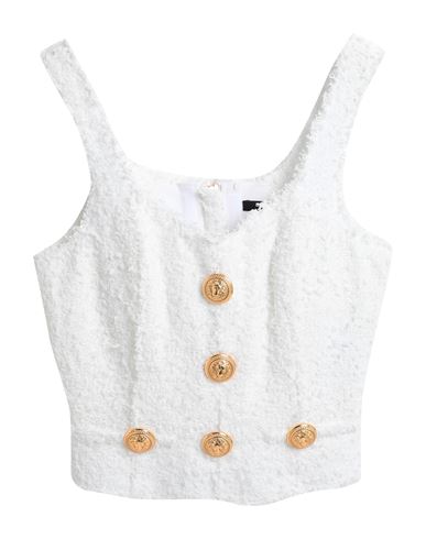 Balmain Woman Top White Size 4 Polyamide