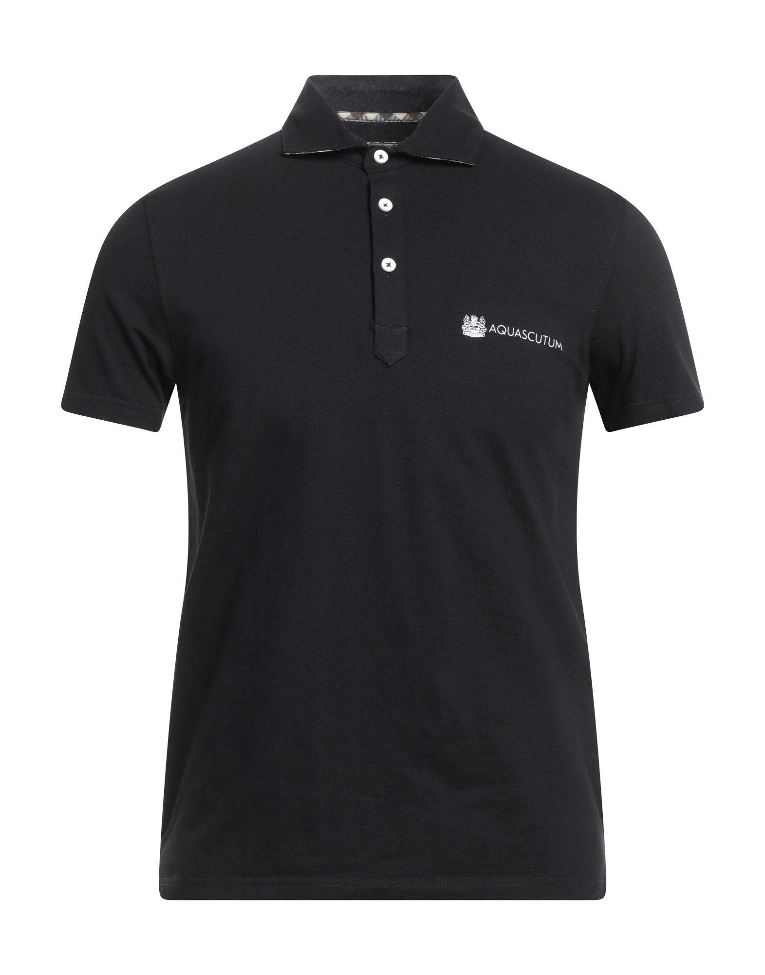 Shop Aquascutum Man Polo Shirt Black Size M Cotton, Elastane