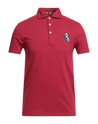 Aquascutum Man Polo Shirt Red Size M Cotton, Elastane