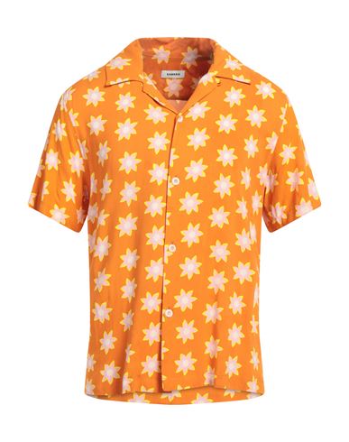 Sandro Man Shirt Orange Size Xs Viscose