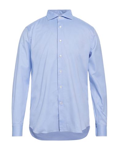 Alessandro Gherardi Man Shirt Azure Size 16 Cotton In Blue