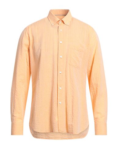 Tintoria Mattei 954 Man Shirt Orange Size 16 Cotton, Linen