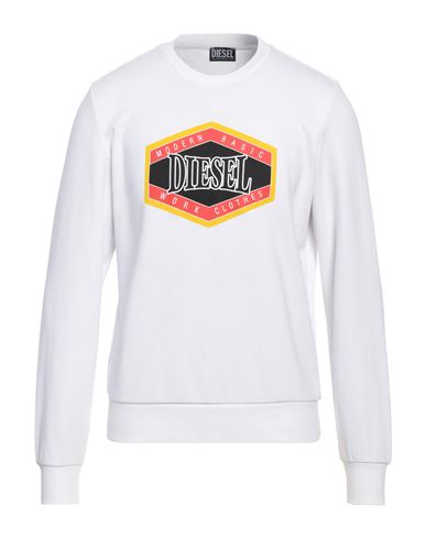 Diesel Man Sweatshirt White Size L Cotton, Polyester, Elastane