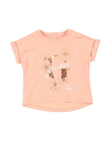 Guess Babies'  Newborn Girl T-shirt Apricot Size 3 Cotton, Elastane In Orange