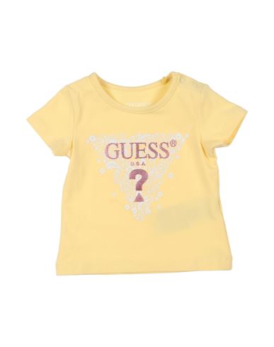 Guess Babies'  Newborn Girl T-shirt Light Yellow Size 3 Cotton, Elastane