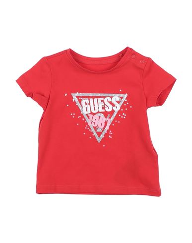 Guess Babies'  Newborn Girl T-shirt Red Size 3 Cotton, Elastane