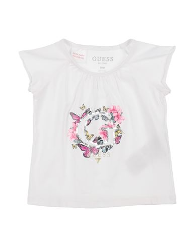 GUESS GUESS NEWBORN GIRL T-SHIRT WHITE SIZE 3 COTTON, ELASTANE