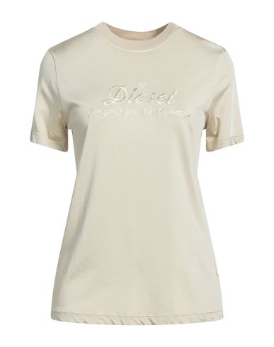 Diesel Woman T-shirt Beige Size S Viscose, Cotton
