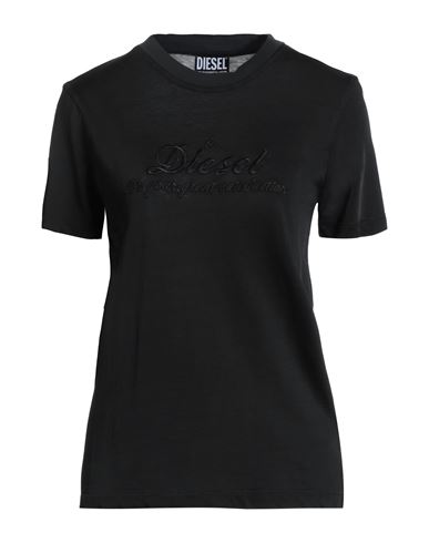 Diesel Woman T-shirt Black Size M Viscose, Cotton