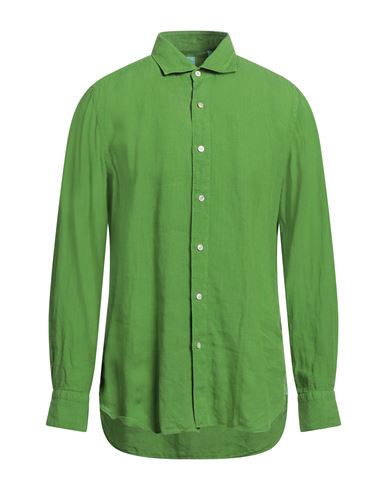 Finamore 1925 Man Shirt Green Size 17 Linen