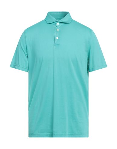 Fedeli Man Polo Shirt Turquoise Size 48 Cotton In Green