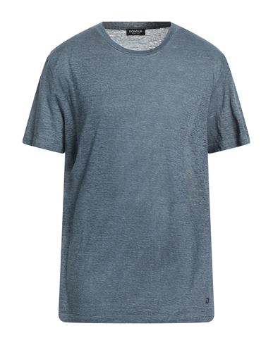Dondup Man T-shirt Blue Size Xl Linen In Navy Blue