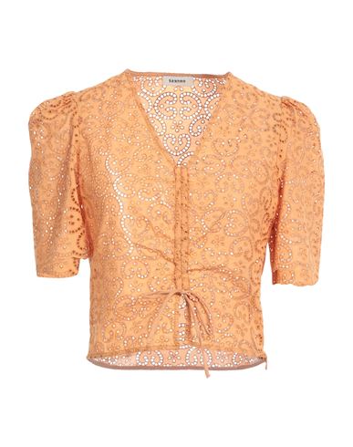 Shop Sandro Woman Top Apricot Size 3 Polyester, Cotton In Orange