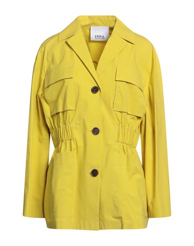 Erika Cavallini Woman Overcoat Mustard Size 6 Cotton, Elastane In Yellow