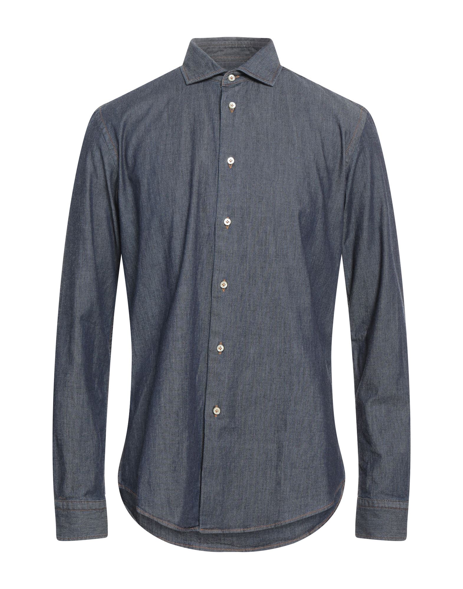 Shop Brian Dales Man Shirt Blue Size 17 ½ Cotton, Elastane