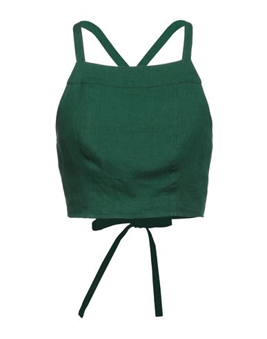 Shop Three Graces London Woman Top Emerald Green Size 8 Linen