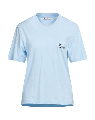 Shop Marni Woman T-shirt Sky Blue Size 2 Cotton