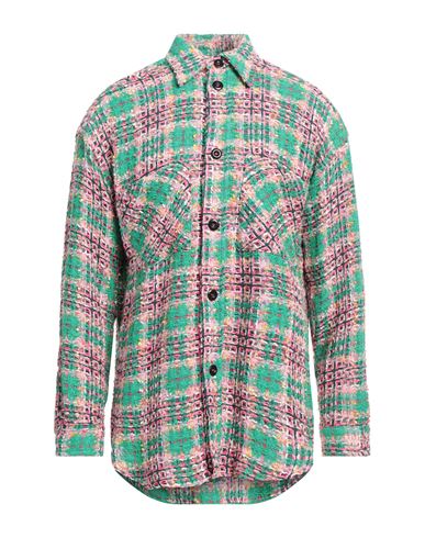 Faith Connexion Man Shirt Green Size L Cotton, Acrylic, Synthetic Fibers, Wool, Linen