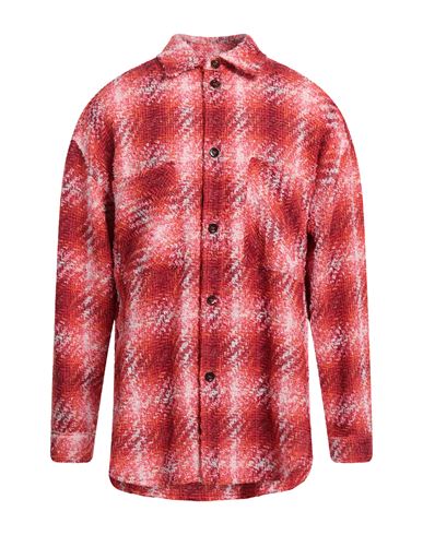 Faith Connexion Man Shirt Red Size L Polyester, Cotton, Polyamide, Synthetic Fibers, Linen