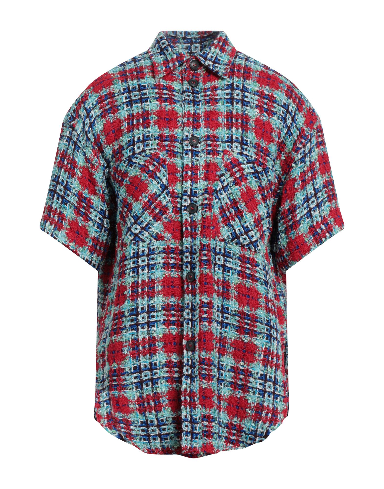 Shop Faith Connexion Man Shirt Red Size M Cotton, Acrylic, Viscose, Synthetic Fibers, Wool