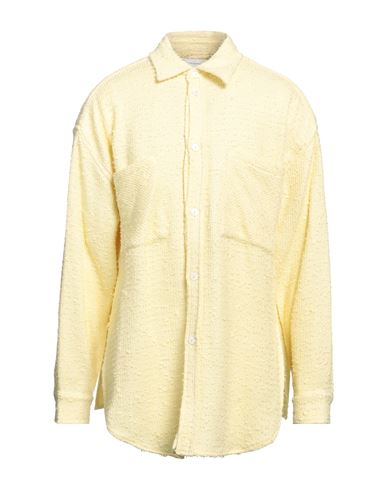 Faith Connexion Man Shirt Yellow Size L Cotton, Viscose, Polyamide, Linen, Metallic Polyester