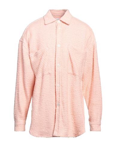 Faith Connexion Man Shirt Light Pink Size L Cotton, Viscose, Polyamide, Linen, Metallic Polyester