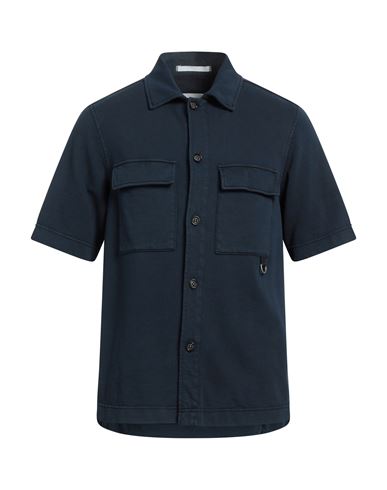 Paolo Pecora Man Shirt Navy Blue Size M Cotton