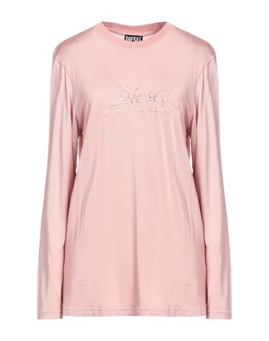 Diesel Woman T-shirt Blush Size L Rayon, Cotton In Pink