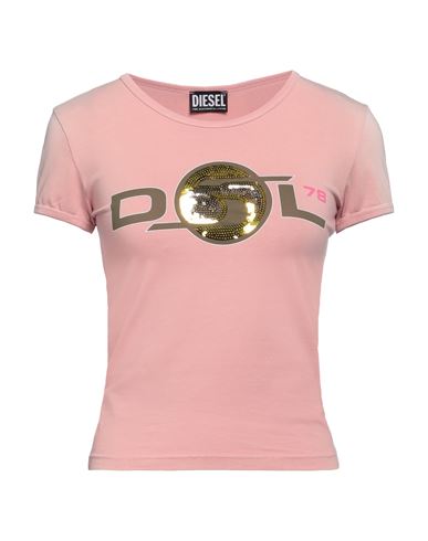 Diesel Woman T-shirt Blush Size L Cotton, Elastane In Pink