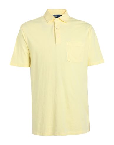 Polo Ralph Lauren Classic Fit Cotton-linen Polo Shirt Man Polo Shirt Light Yellow Size M Cotton, Lin