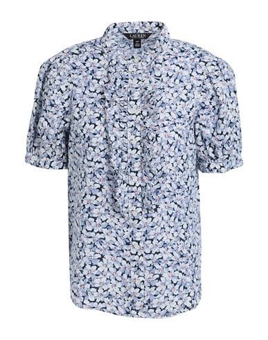 RALPH LAUREN LAUREN RALPH LAUREN FLORAL RUFFLE-TRIM LINEN SHIRT WOMAN SHIRT WHITE SIZE XL LINEN