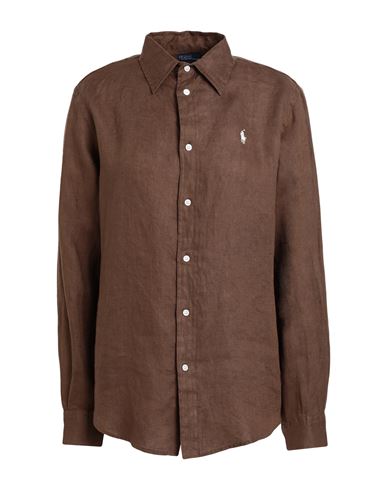 Polo Ralph Lauren Woman Shirt Brown Size Xl Linen