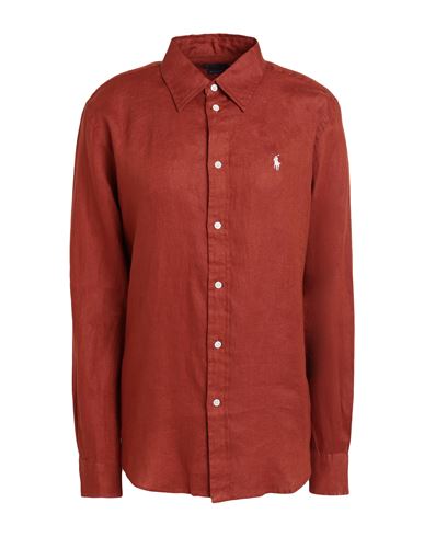 Polo Ralph Lauren Woman Shirt Brick Red Size Xl Linen