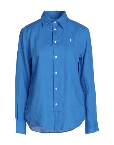 Polo Ralph Lauren Woman Shirt Azure Size Xl Linen In Blue