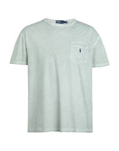 Polo Ralph Lauren Classic Fit Cotton-linen Pocket T-shirt Man T-shirt Sage Green Size M Cotton, Line