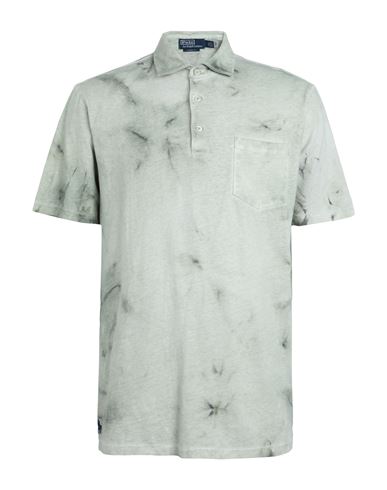 Polo Ralph Lauren Classic Fit Cotton-linen Polo Shirt Man Polo Shirt Sage Green Size L Cotton, Linen