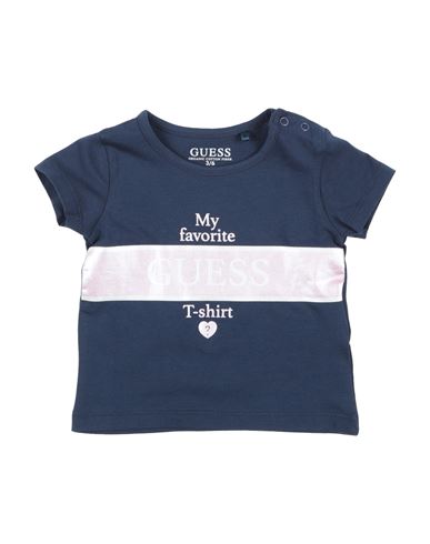 Guess Babies'  Newborn Girl T-shirt Navy Blue Size 3 Cotton, Elastane