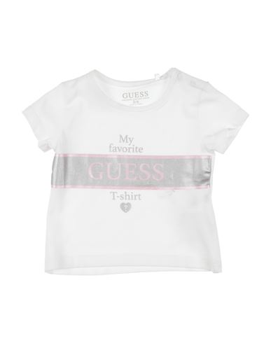 Guess Babies'  Newborn Girl T-shirt White Size 3 Cotton, Elastane