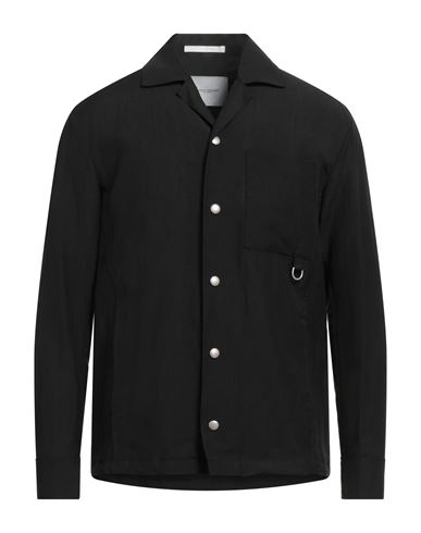 Paolo Pecora Man Shirt Black Size L Linen, Polyester, Wool In Black
