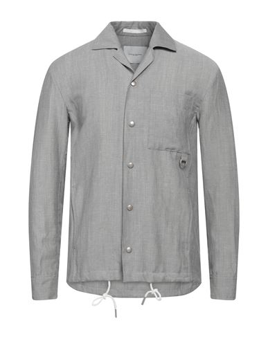 Paolo Pecora Man Shirt Grey Size M Linen, Polyester, Wool