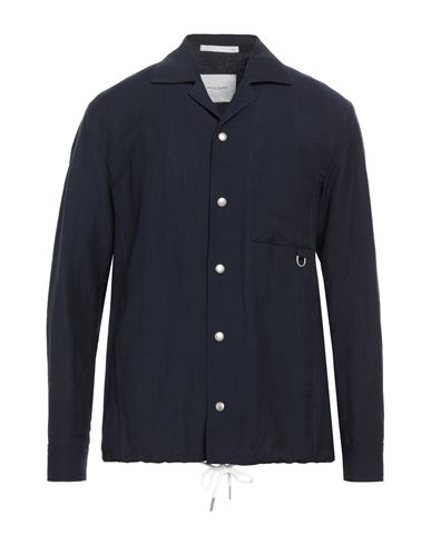 Paolo Pecora Man Shirt Midnight Blue Size L Linen, Polyester, Wool