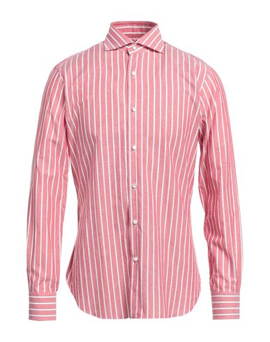 Barba Napoli Man Shirt Brick Red Size 17 ¾ Cotton, Linen In Red