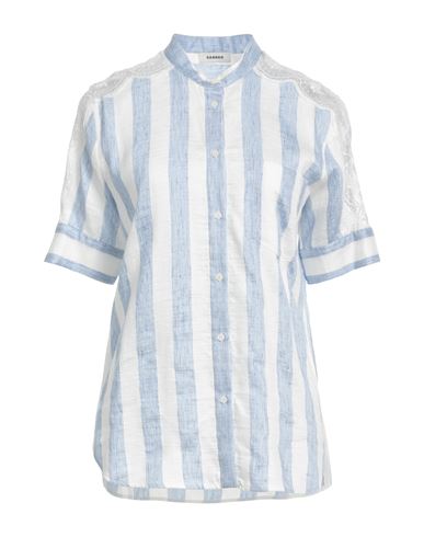 Sandro Lace-trimmed Striped Linen-blend Shirt In White